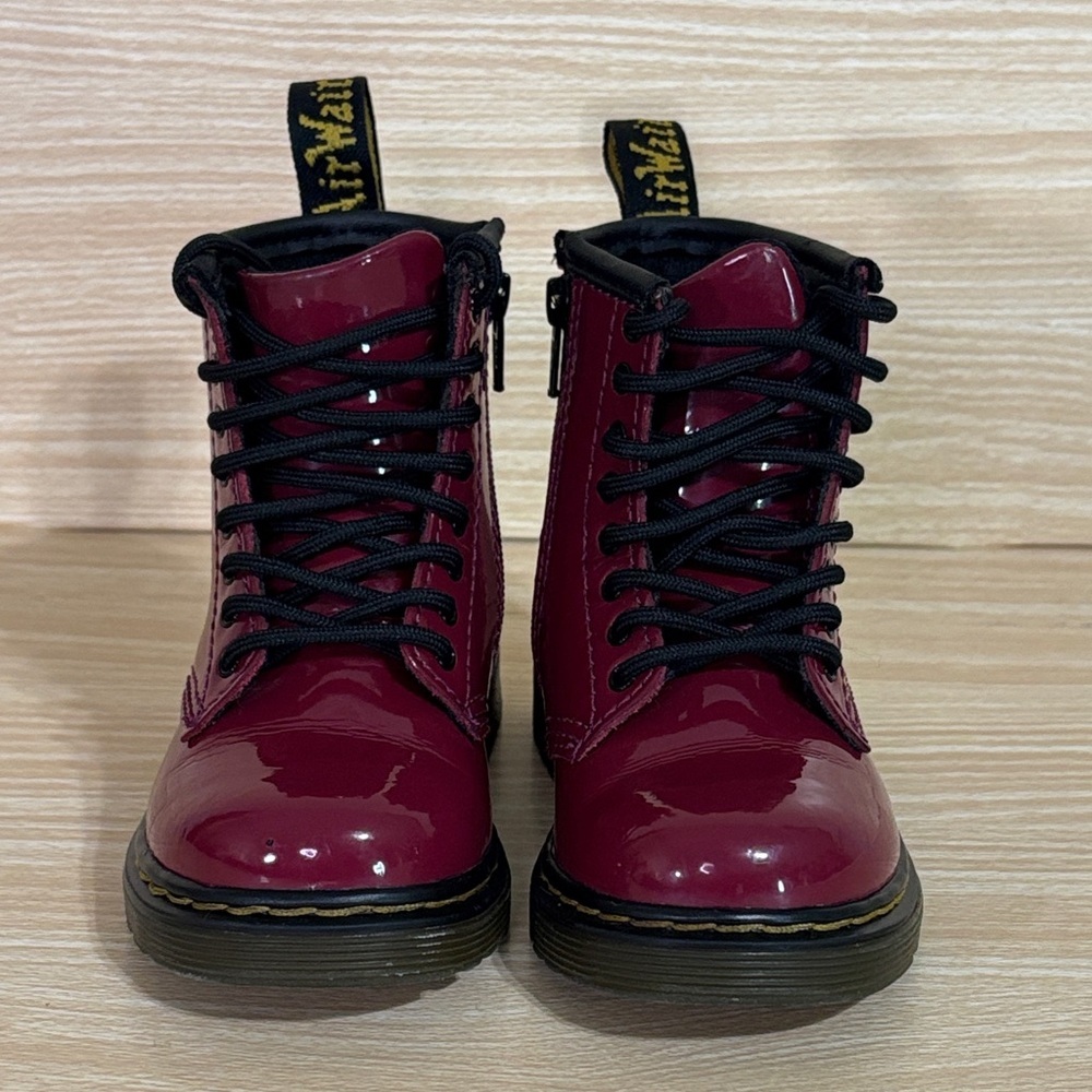 Dr. Martens 1460T Burgundy Patent Leather Combat Boots Toddler US 7 EU 23